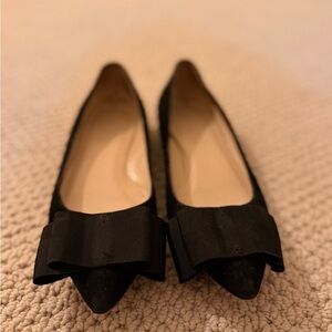 Club Monaco Erica Pointed Toe Bow Black Suede Leather Flats Size 7.5
